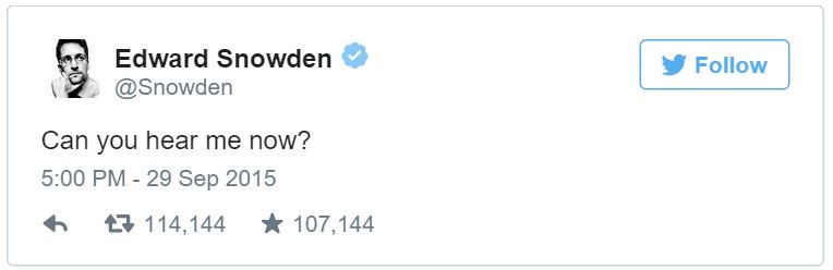 Edward Snowden first tweet