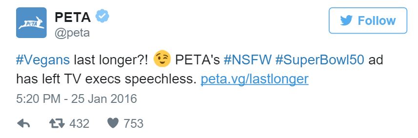 PETA Tweet